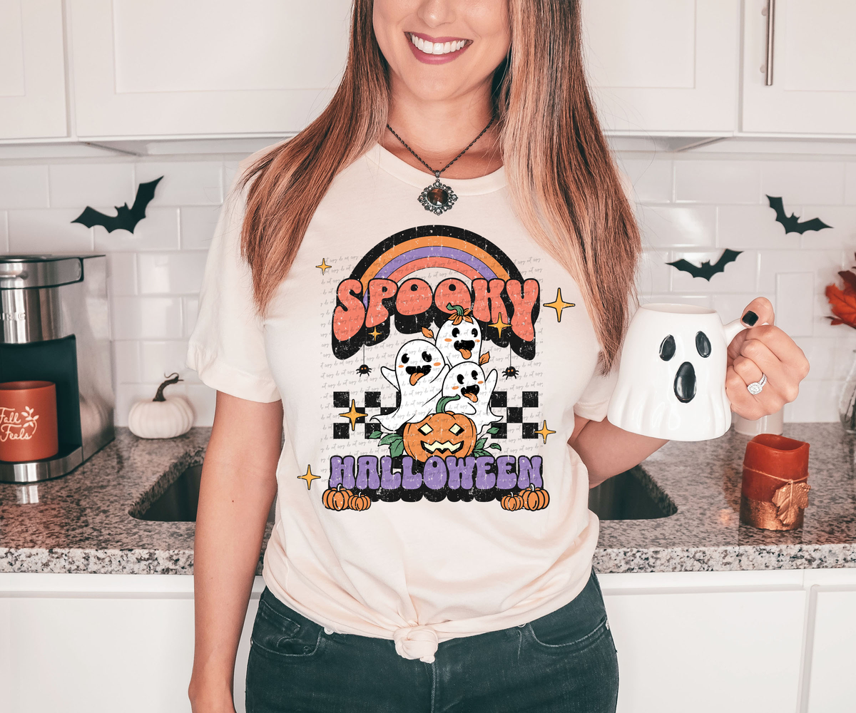 Spooky Halloween Rainbow Ghosts Pumpkin 59558 DTF transfer
