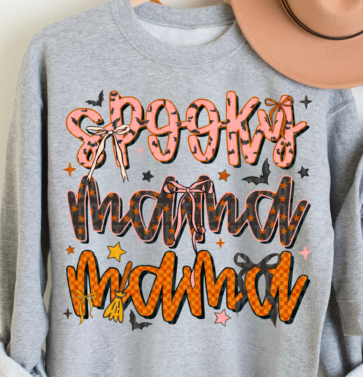 Spooky Mama Bats Stars Checkers 104457 DTF transfer