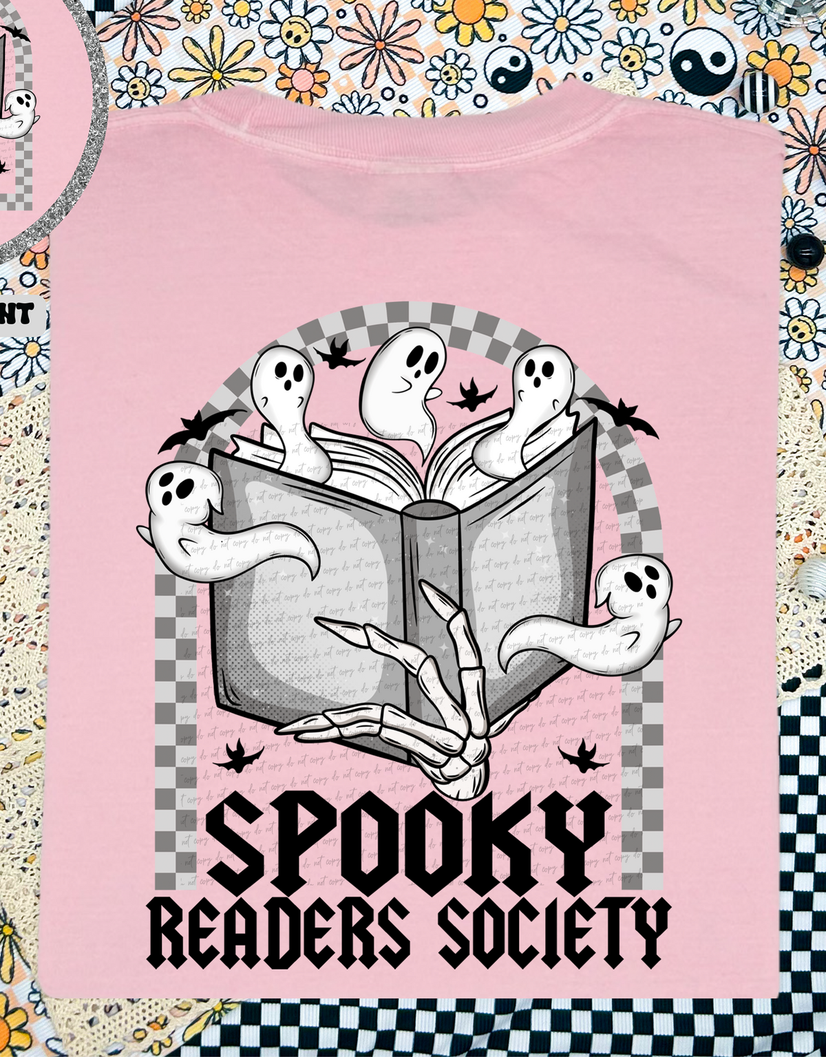 Spooky Readers Society Black Font Book Ghost (Back Print) 46323 DTF transfer