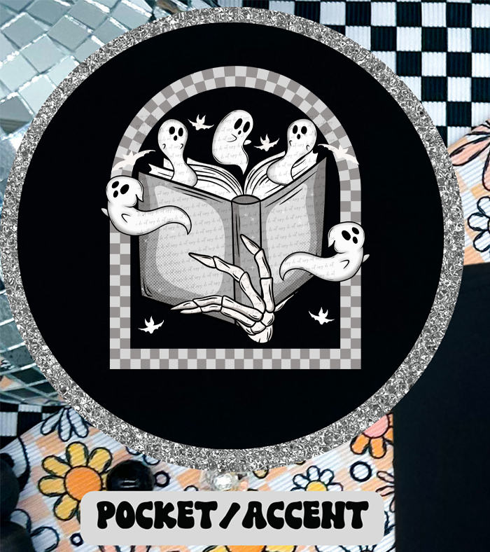Spooky Readers Society White Font Book Ghost (Pocket Print) 46326 DTF transfer