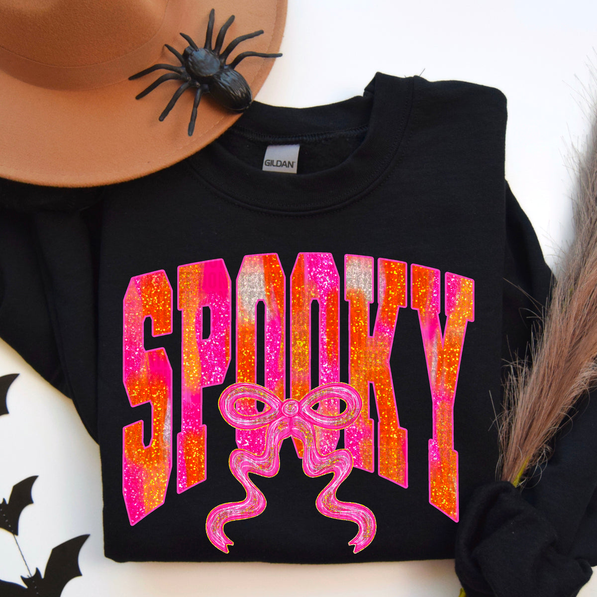 Spooky Faux Glitter Pink Bow 104599 DTF transfer