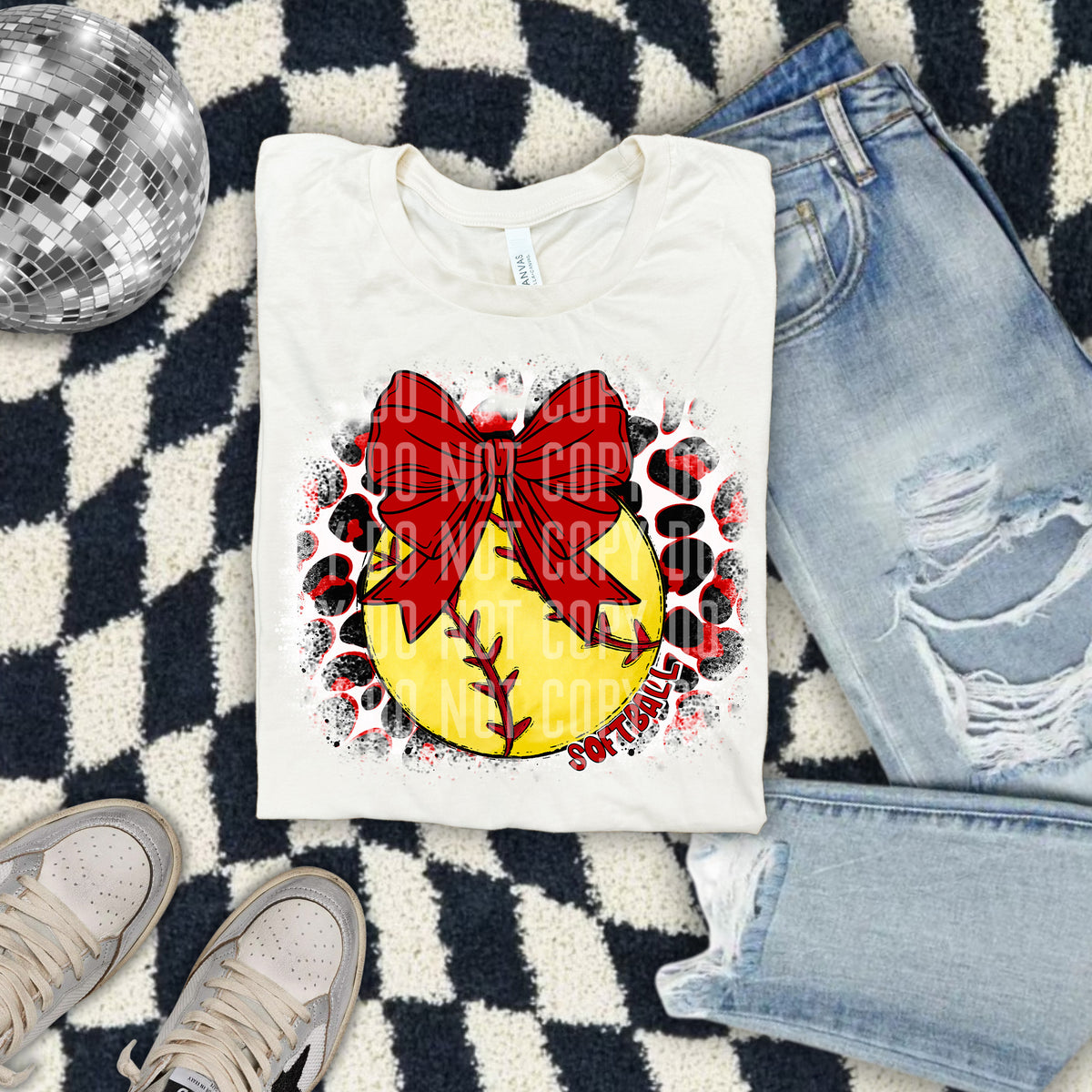 Softball Leopard Background Red (Caplinger) DTF transfer