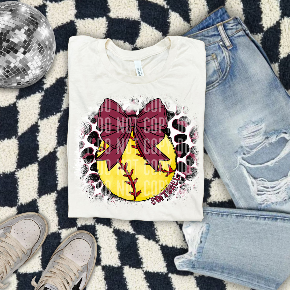 Softball Leopard Background Crimson (Caplinger) DTF transfer