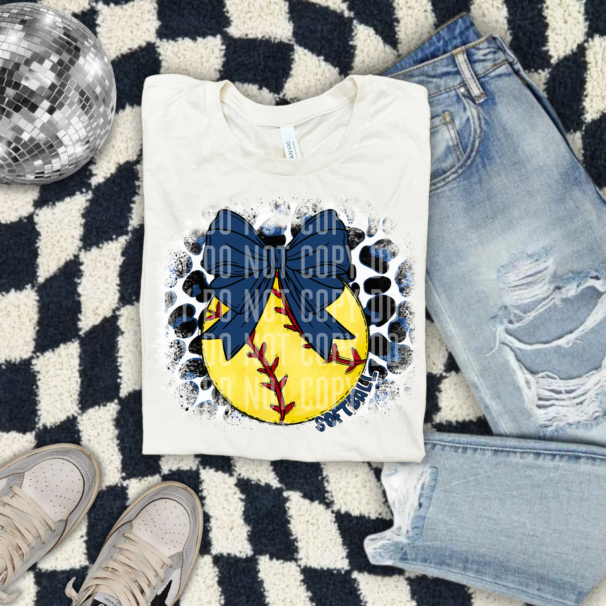 Softball Leopard Background Navy Blue (Caplinger) DTF transfer