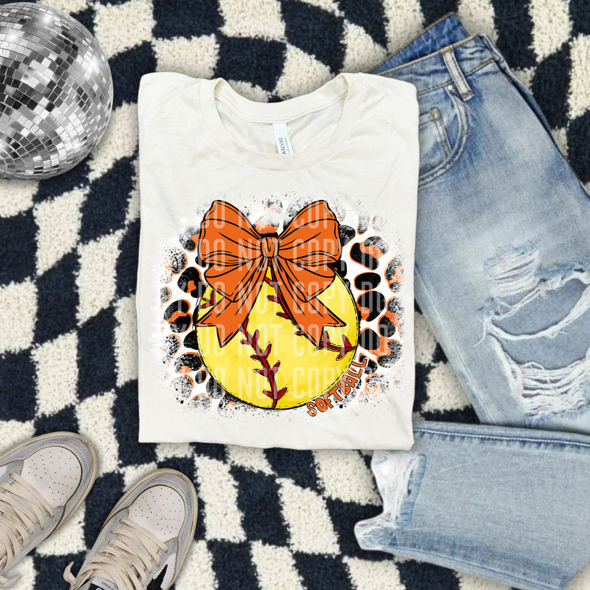 Softball Leopard Background Orange (Caplinger) DTF transfer