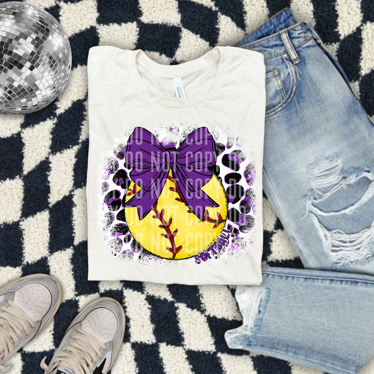 Softball Leopard Background Purple (Caplinger) DTF transfer