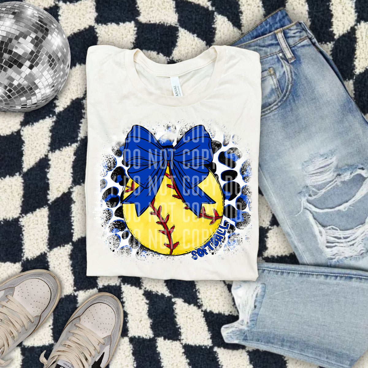 Softball Leopard Background Blue (Caplinger) DTF transfer