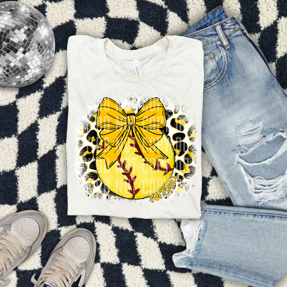 Softball Leopard Background Yellow (Caplinger) DTF transfer