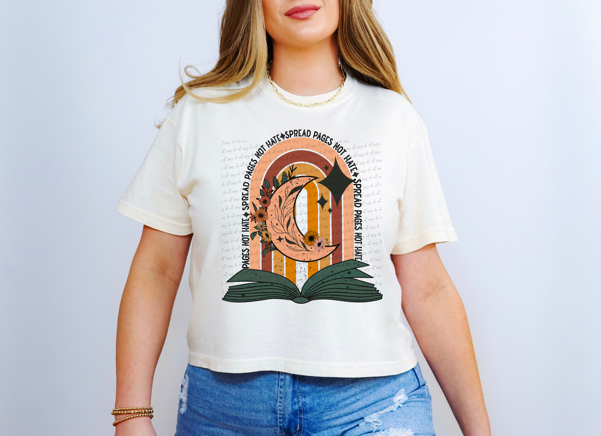 Spread Pages Not Hate Floral Moon Book 117179 DTF Transfer