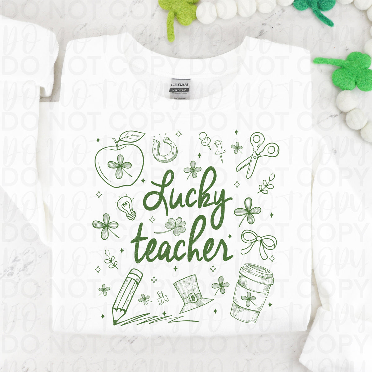 Lucky teacher (st pattys collage green) (UAC) DTF Transfer