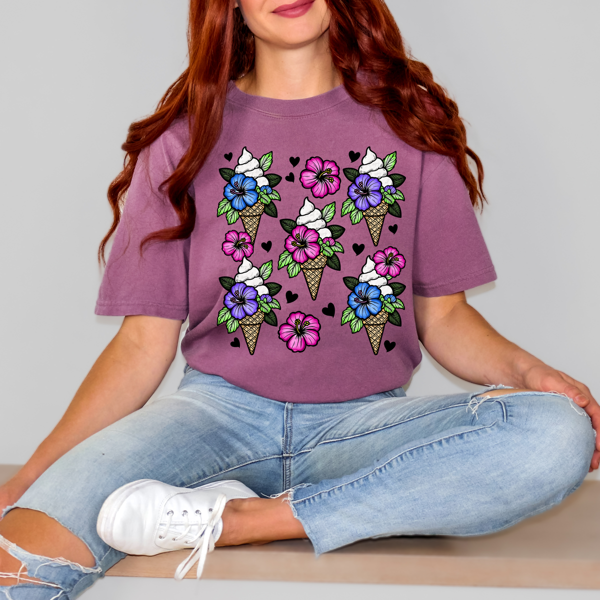 Stacked Cones Black Hearts 111481 DTF transfer