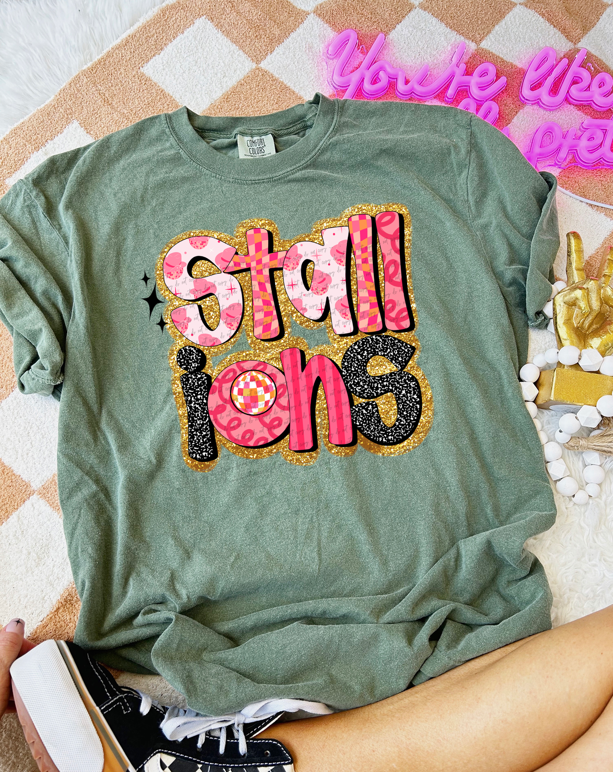 Stallions Faux Glitter Retro 51663 DTF transfer