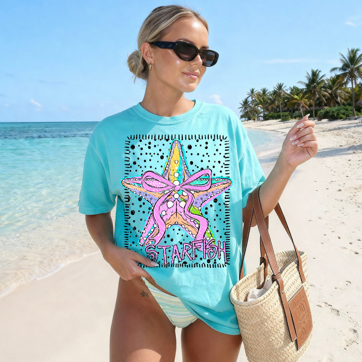 Star Fish (w stripes and bow) (AG) DTF Transfer