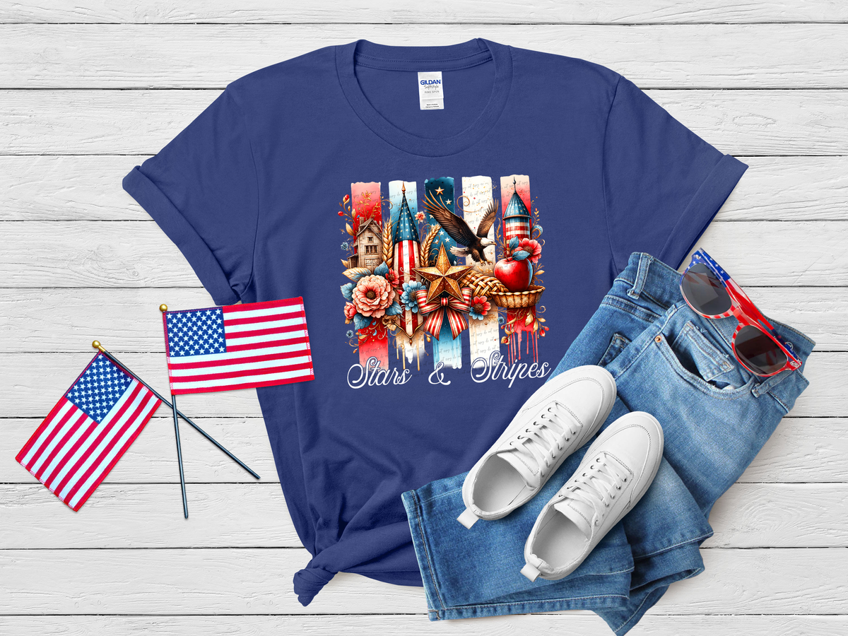 Stars And Stripes White Font Brushstroke 104865 DTF transfer