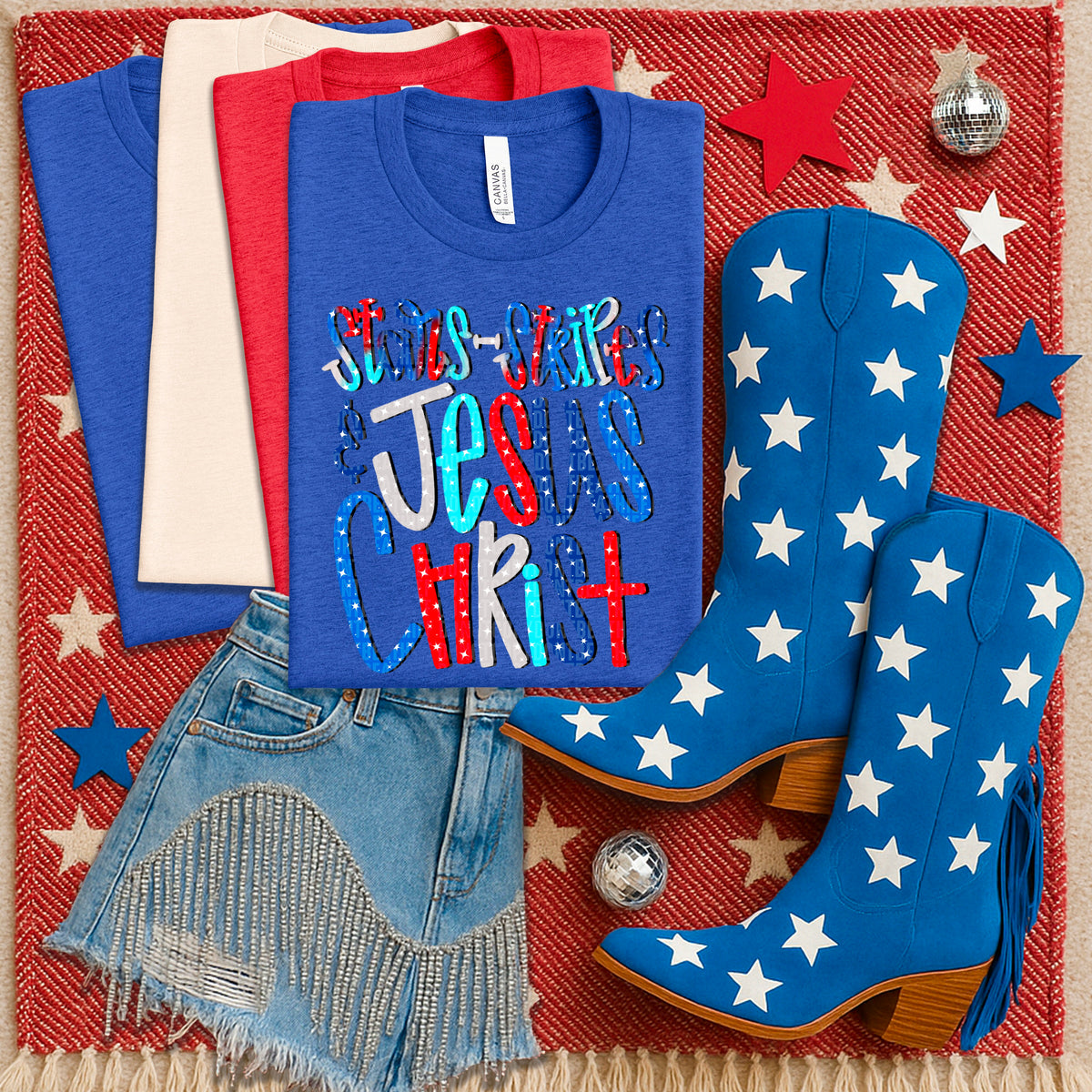 Stars Stripes and Jesus Christ (SDD) DTF transfer