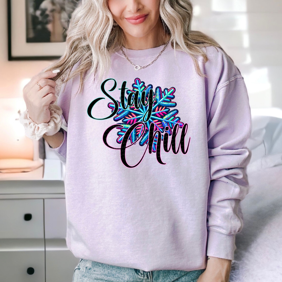 Stay Chill Neon Snowflake 63172 DTF transfer