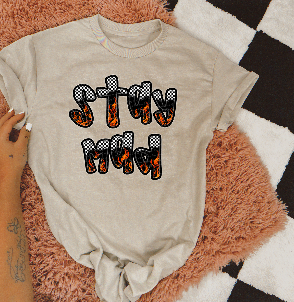 Stay Mad Flame Checkered 111339 DTF transfer