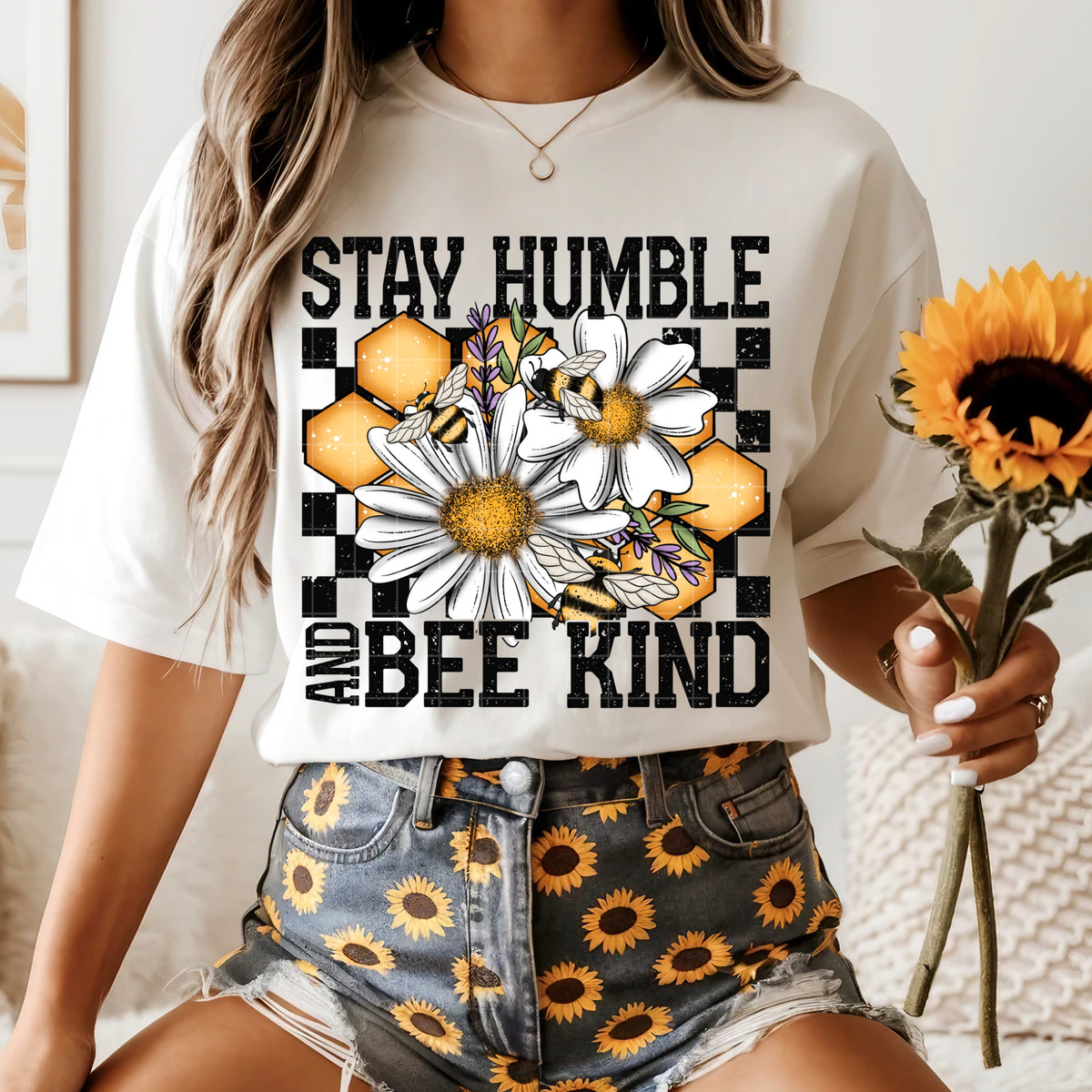 Stay humble bee kind (flowers and bees) (SDD) DTF Transfer
