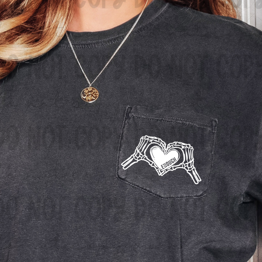 Stop trying to be good enough WHITE POCKET (Revel) 101762 DTF transfer