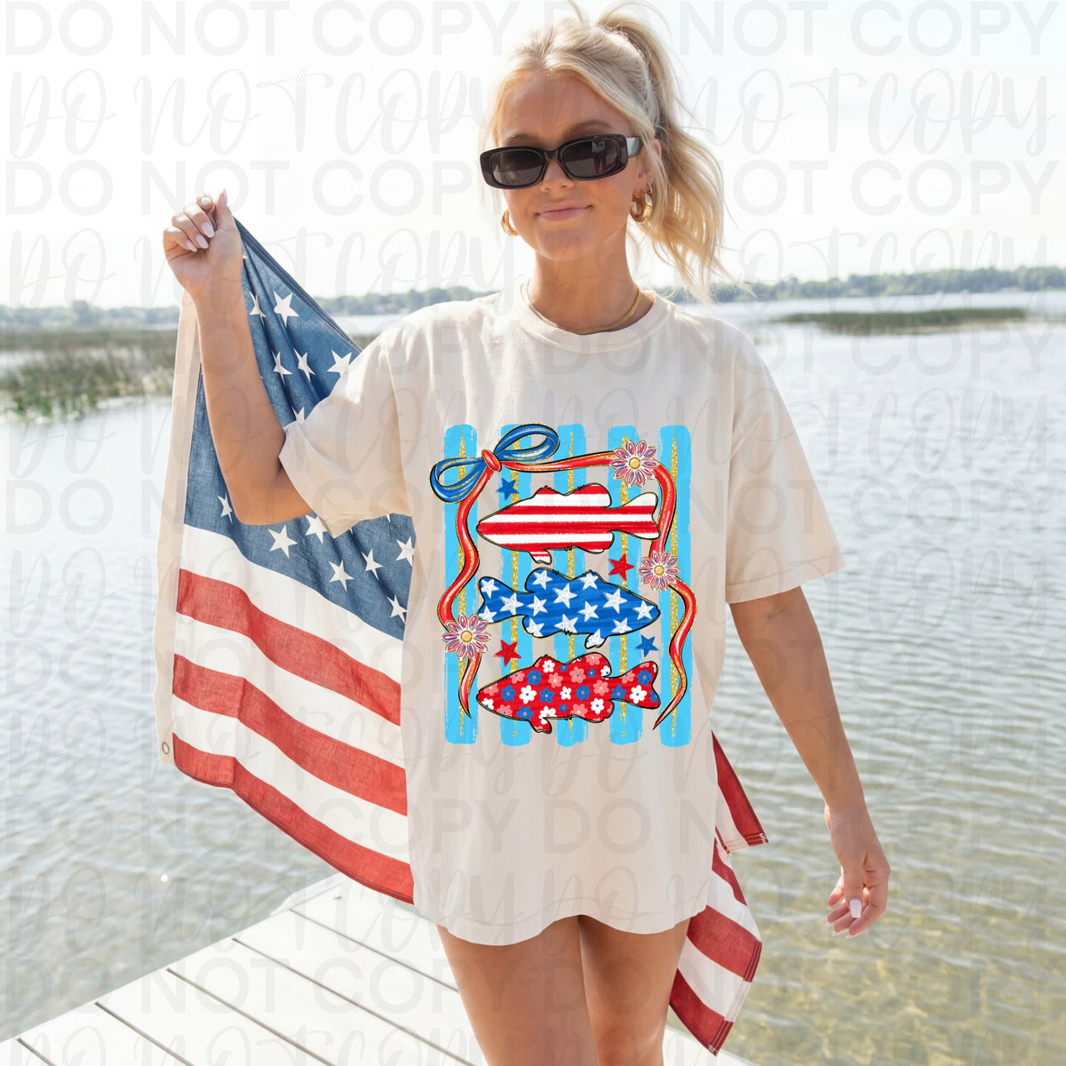 Patriotic Fish stacked (UAC) DTF Transfer
