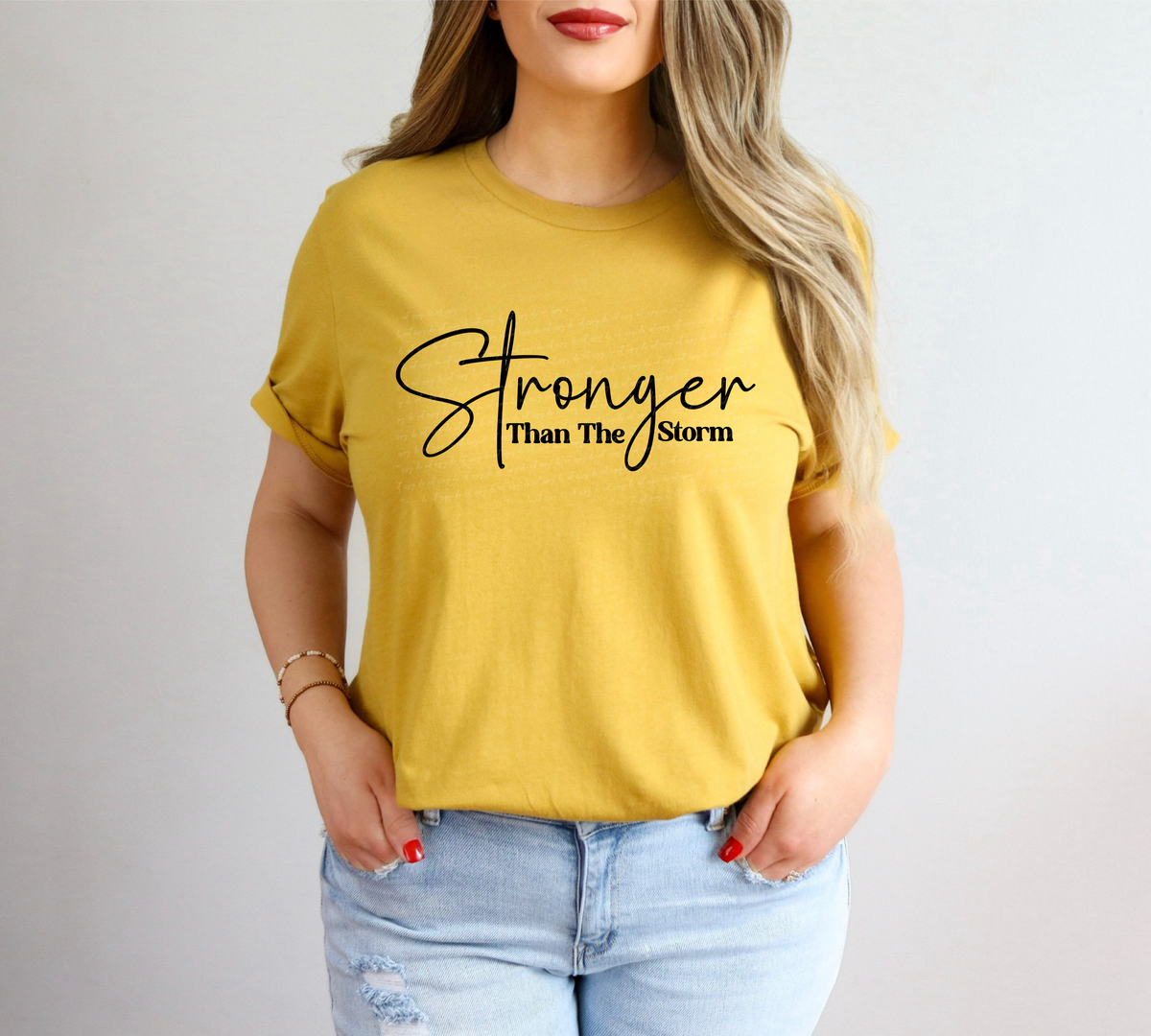 Stronger Than The Storm Cursive And Serif Font Black 89455 DTF Transfer