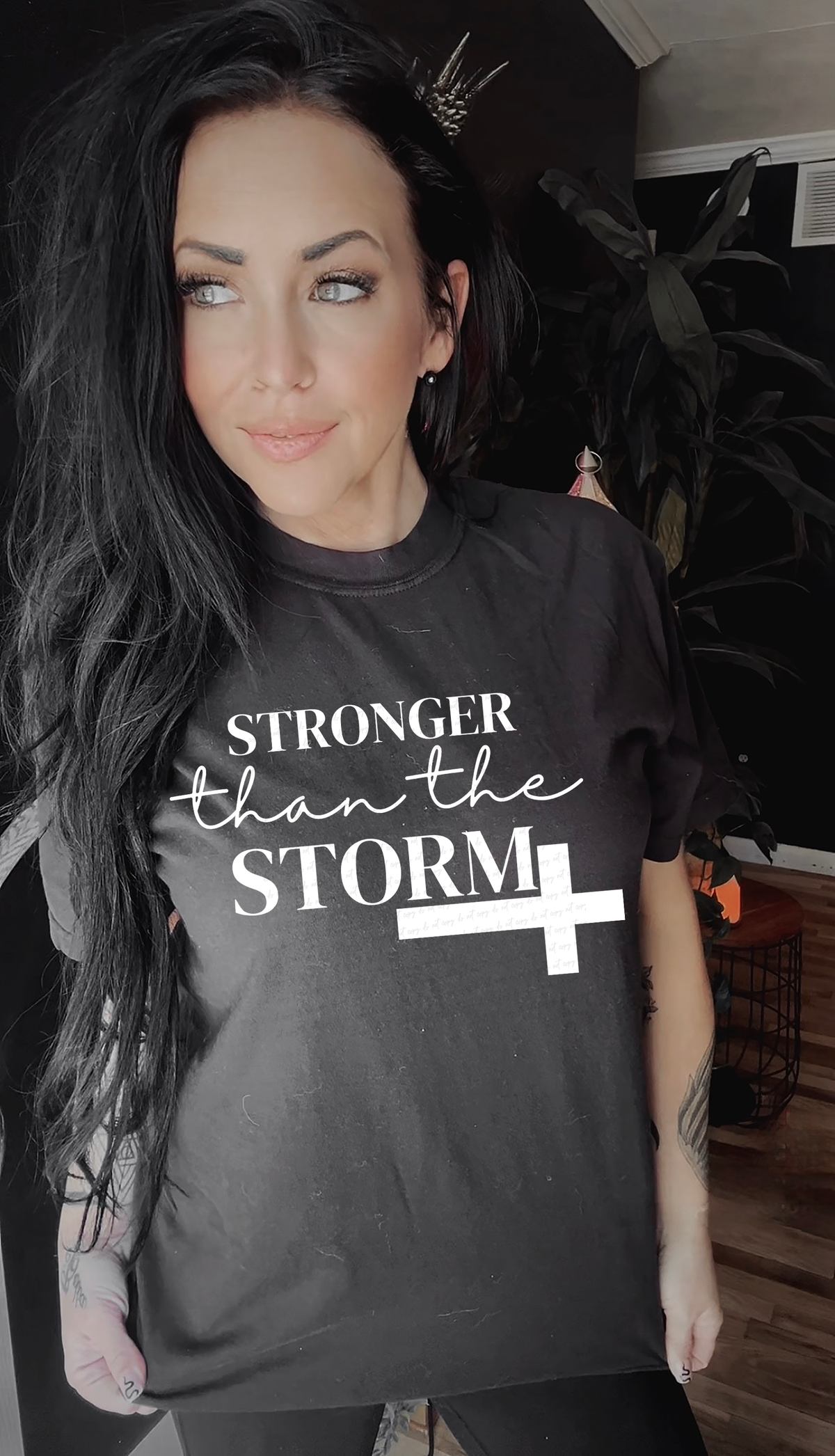 Stronger Than The Storm White Font 110154 DTF transfer