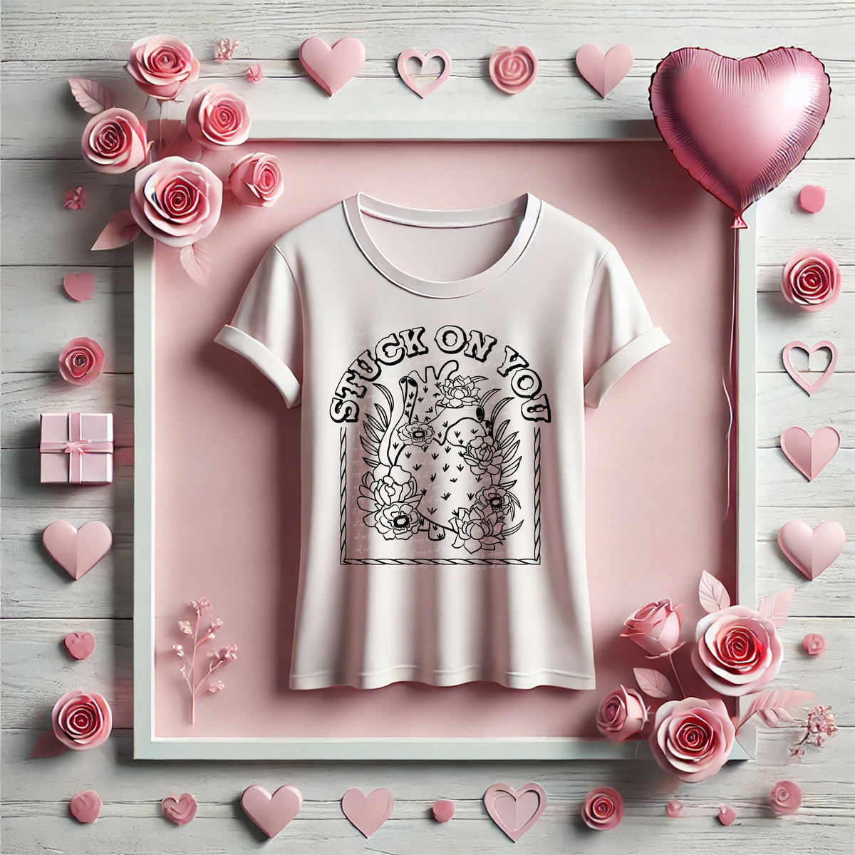 Stuck On You Plants Heart Black 81646 DTF Transfer