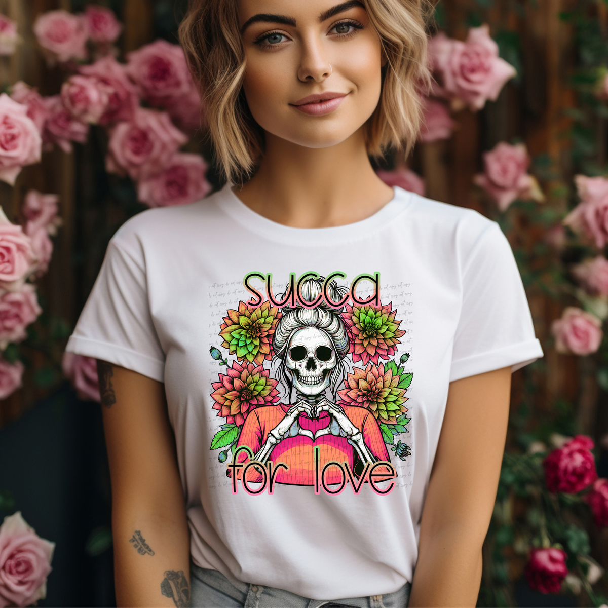 Succa For Love Floral Black 74825 DTF Transfer