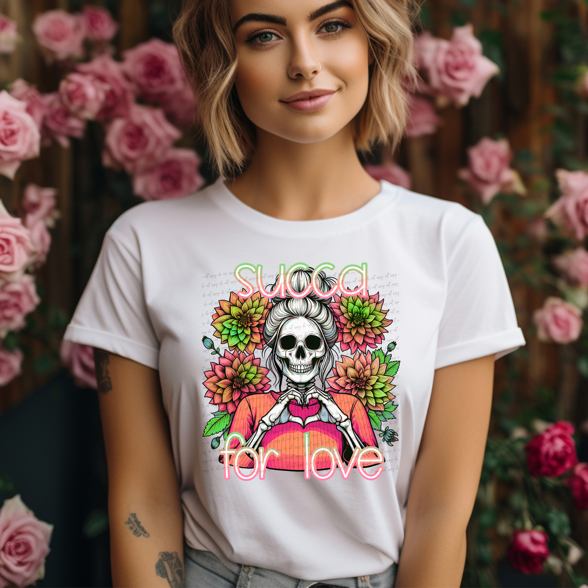 Succa For Love Floral White 74826 DTF Transfer