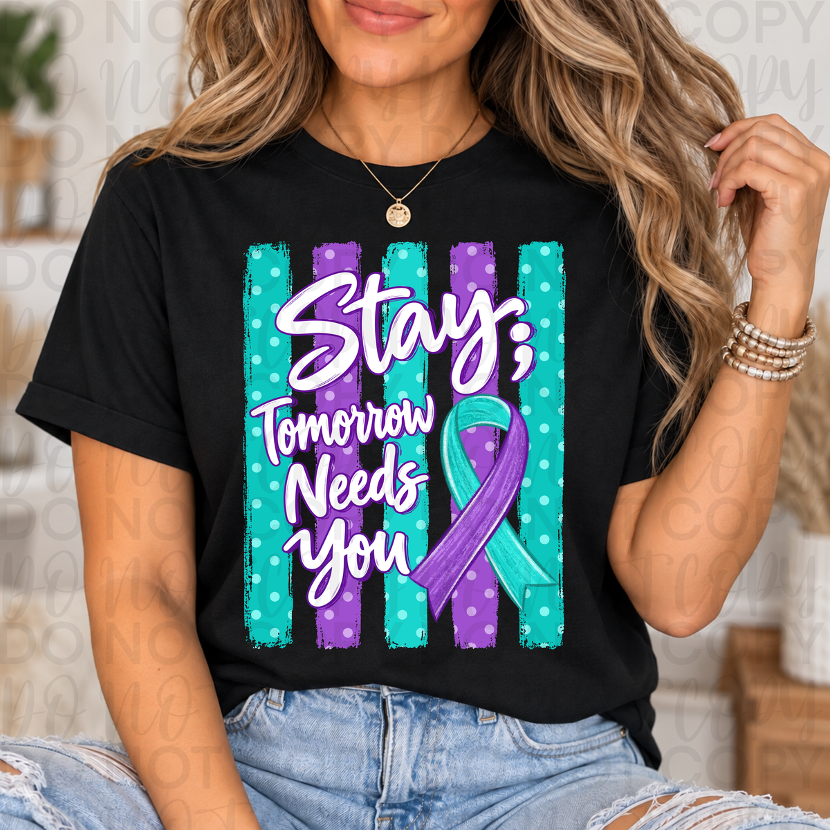 Stay; Tomorrow needs you strip background (UAC) DTF Transfer
