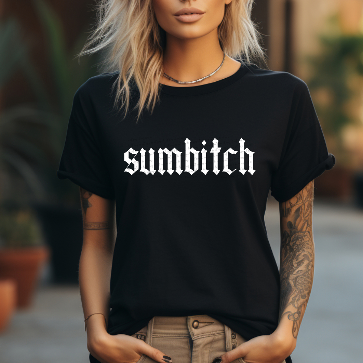 Sumbitch Gothic White 86525 DTF Transfer