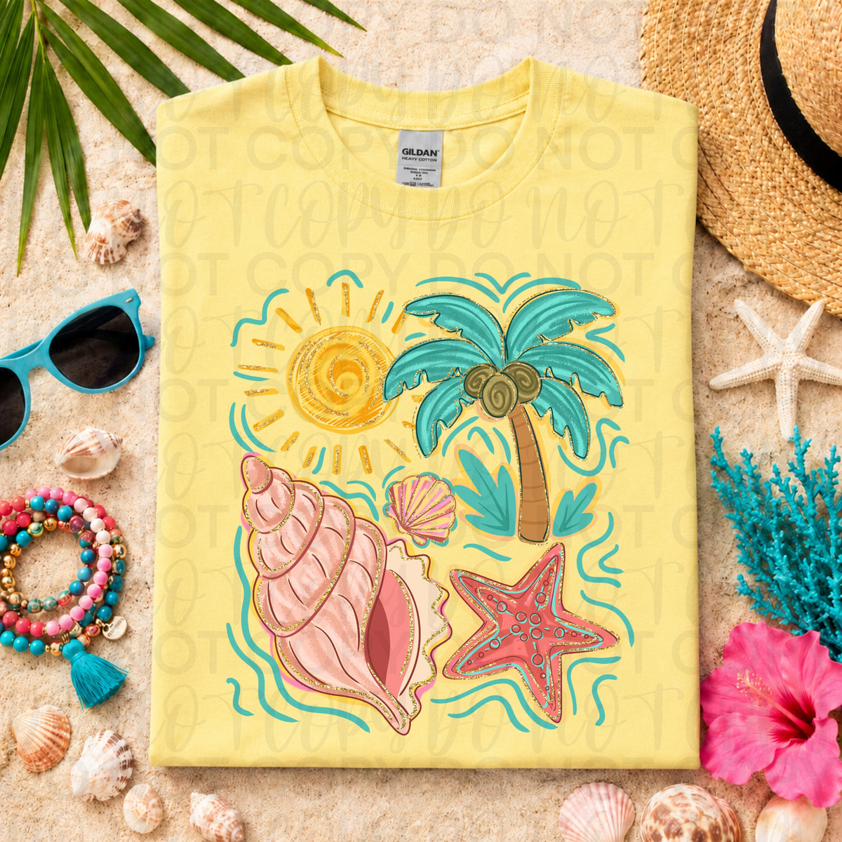 Summer beach doodles (UAC) DTF Transfer