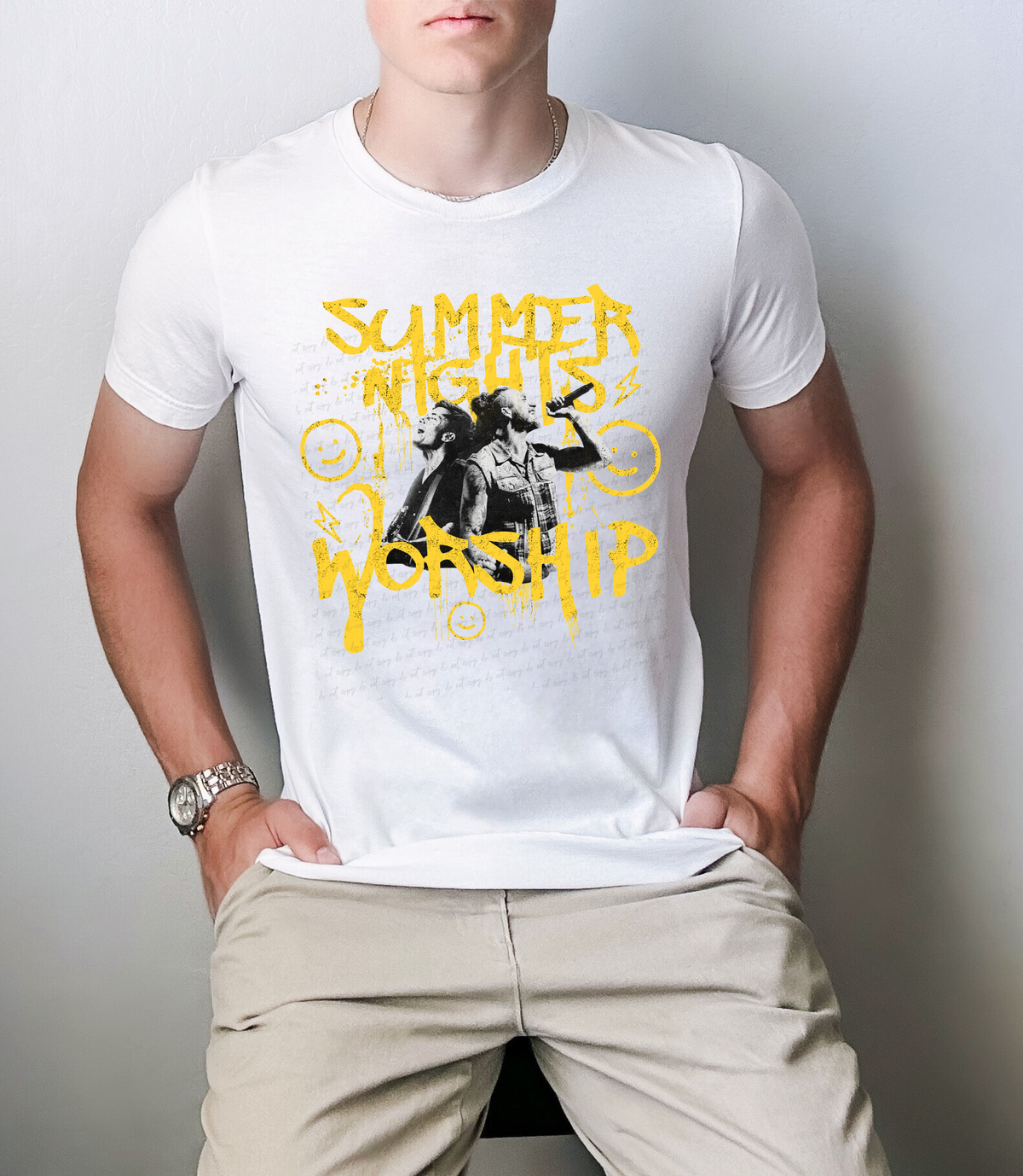 Summer Nights Worship Happy Yellow Splatter 111538 DTF transfer