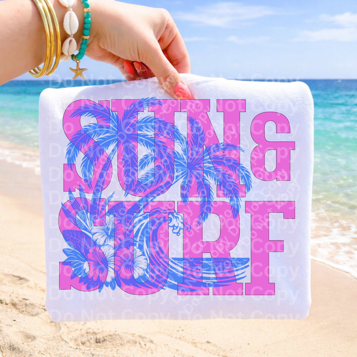 Sun & Surf PINK and BLUE (Irene) DTF Transfer