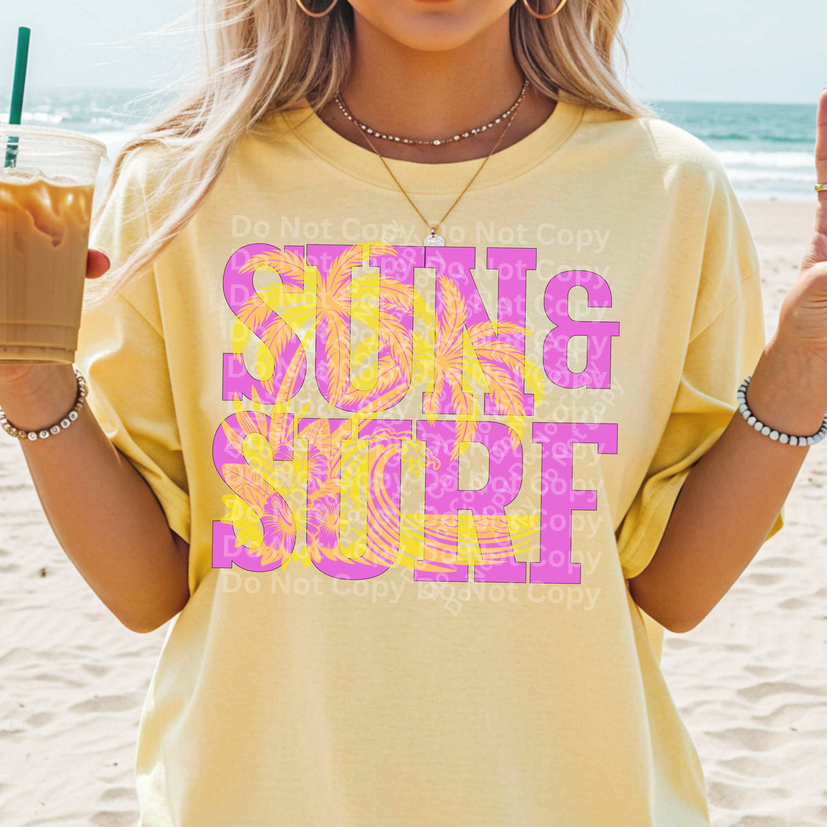 Sun & Surf PINK and YELLOW (Irene) DTF Transfer