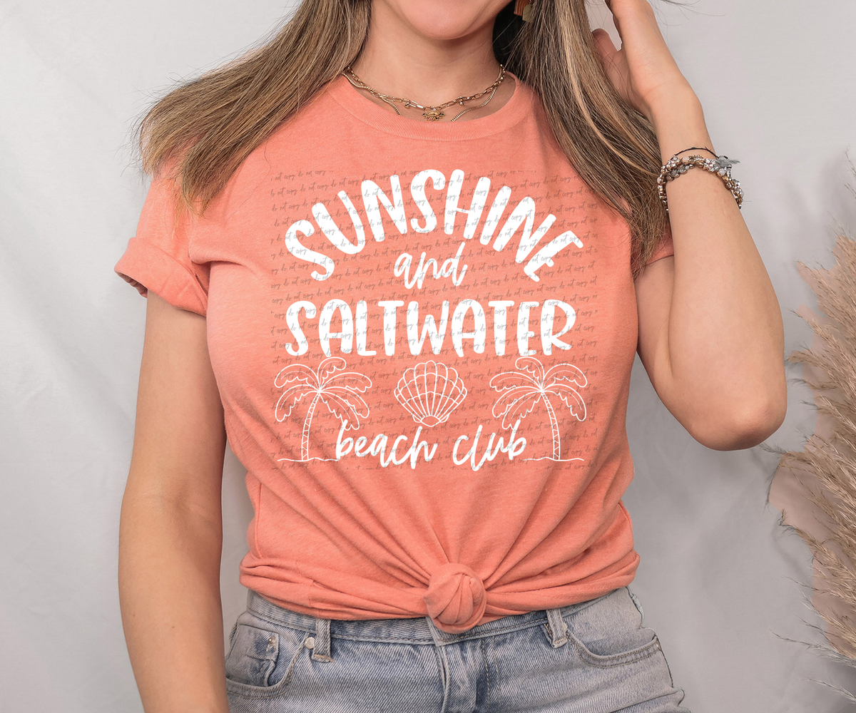 Sunshine And Saltwater And Beach Club White 89256 DTF Transfer