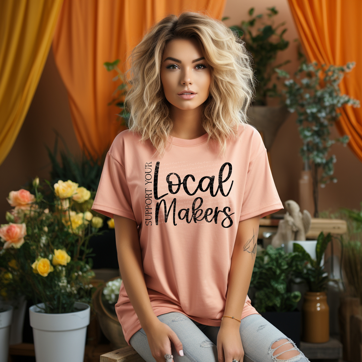 Support Your Local Makers Black Grunge 86360 DTF Transfer