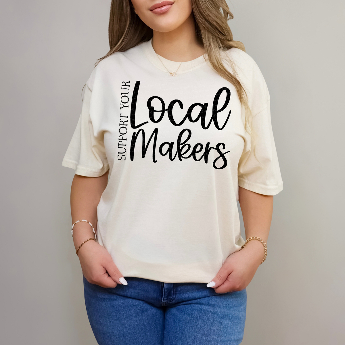 Support Your Local Makers Typography - Black 86198 DTF Transfer