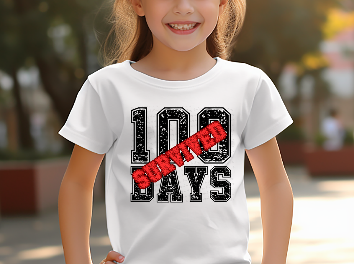 100 Days Survived BLACK 117845 DTF transfer