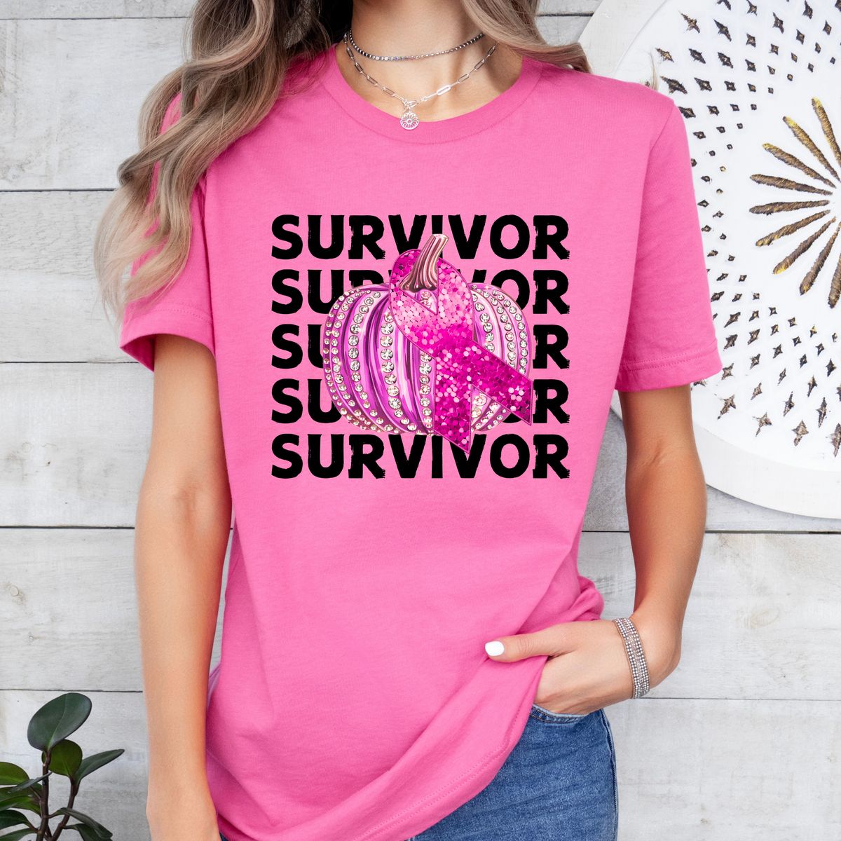 Pink stacked pink pumpkin pink ribbon revel 45496 DTF transfer