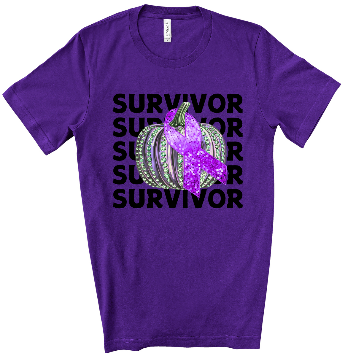 Survivor stacked silver pumpkin purple ribbon revel 45492 DTF transfer