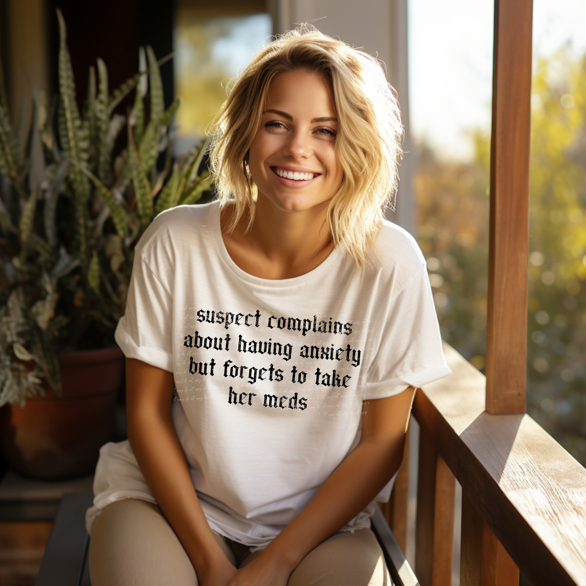 Suspect Complains About Having Anxiety But Forget To Take Her Meds Gothic Black Grunge 86362 DTF Transfer