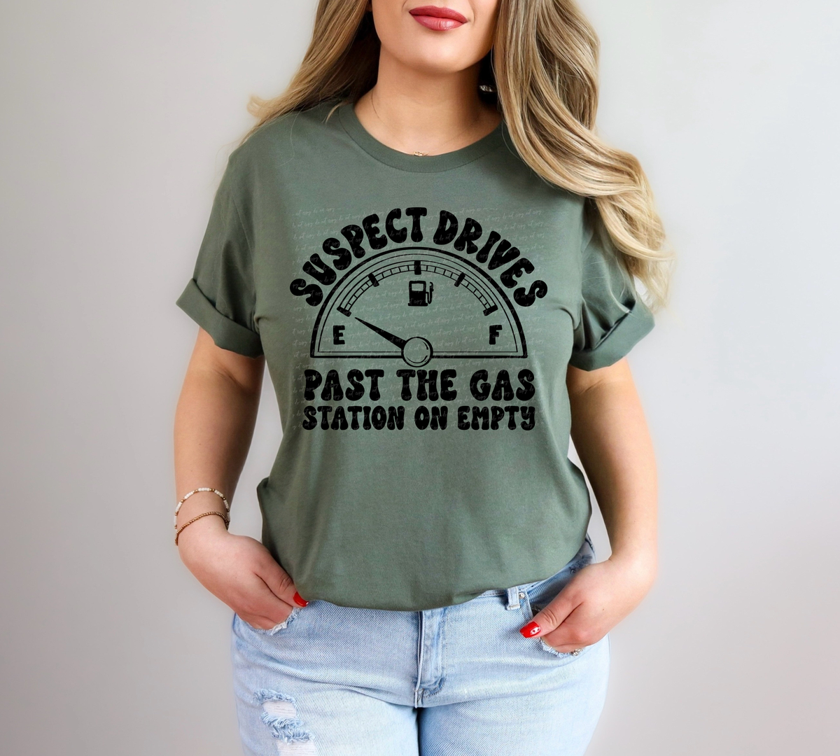 Suspect Drives Past The Gas Station On Empty - Black 86199 DTF Transfer