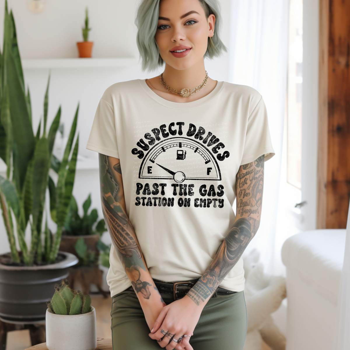 Suspect Drives Past The Gas Station On Empty Black Grunge 86364 DTF Transfer