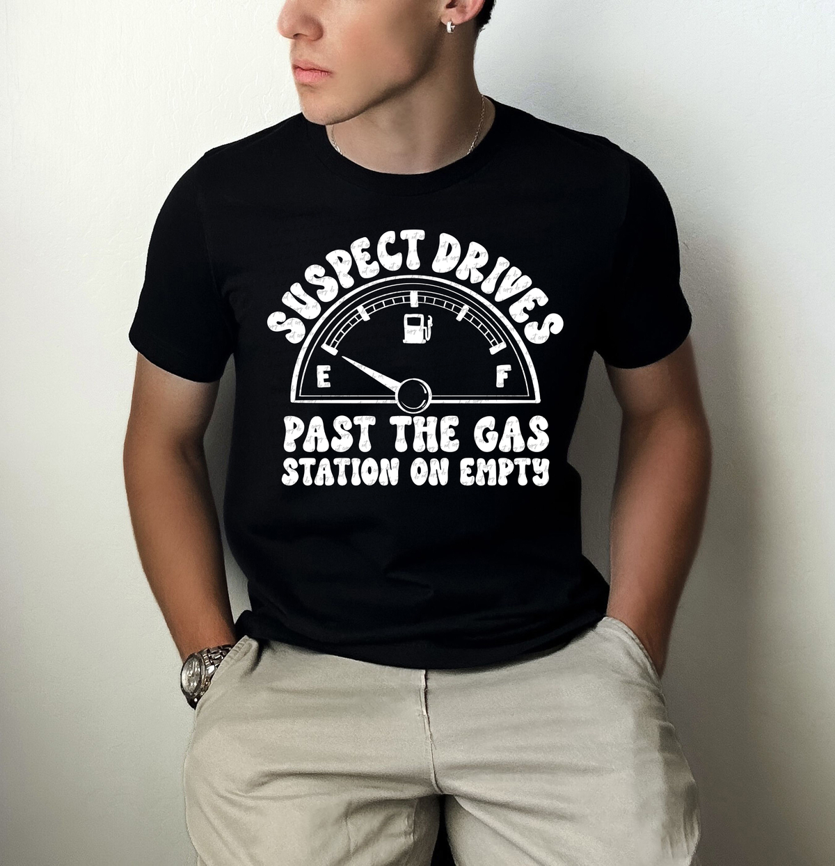 Suspect Drives Past The Gas Station On Empty White 86460 DTF Transfer