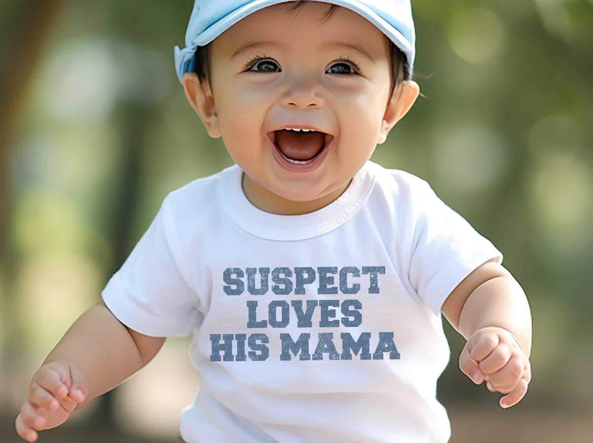 Suspect Love His Mama Blue Grunge Varsity Font 86246 DTF Transfer