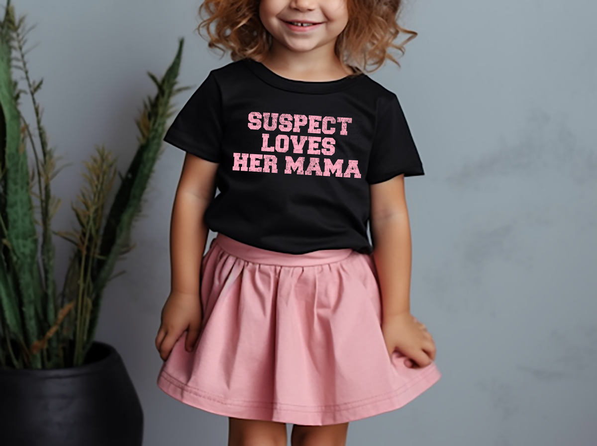 Suspect Loves Her Mama Pink Varsity Grunge 86252 DTF Transfer