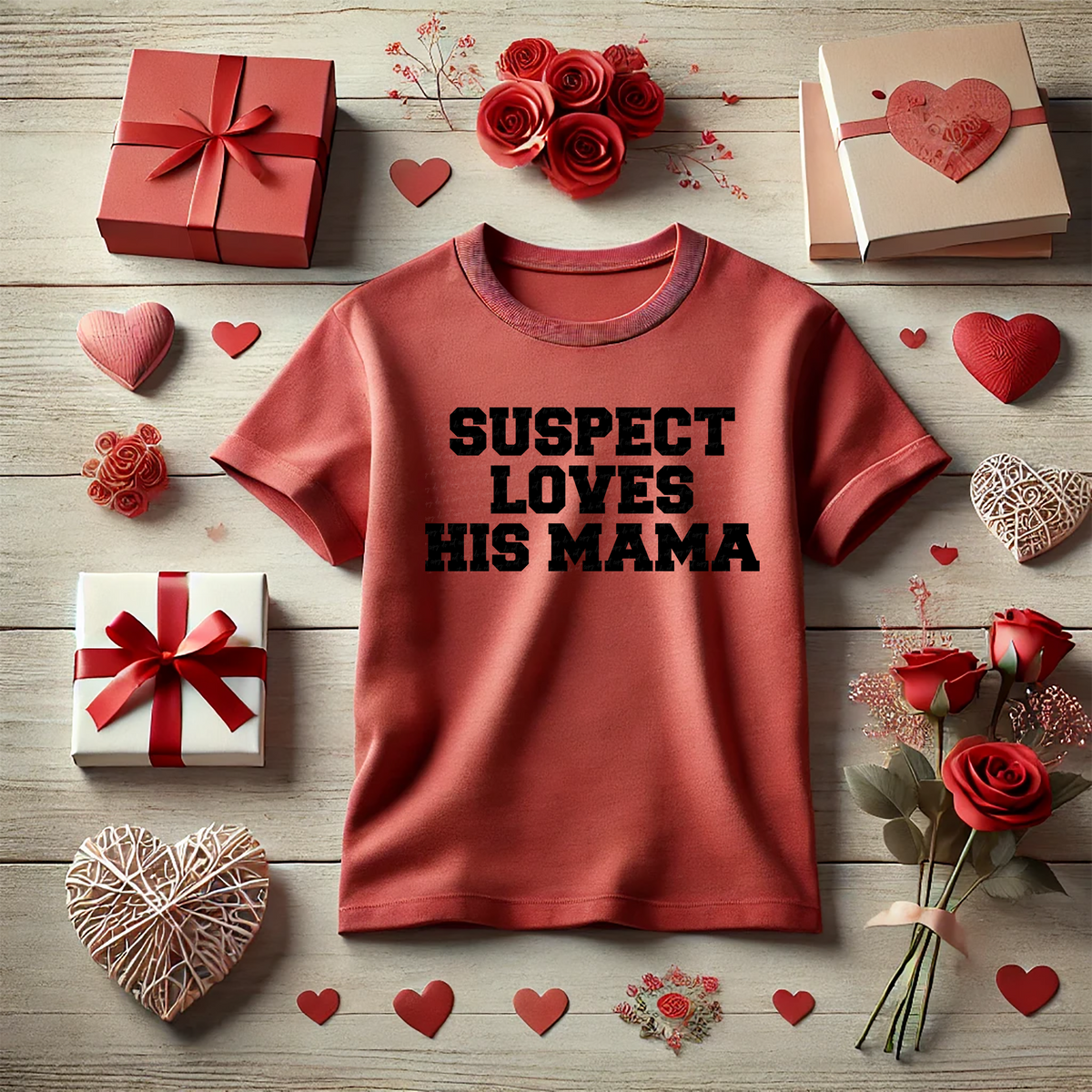 Suspect Loves His Mama Black Varsity Font 86257 DTF Transfer