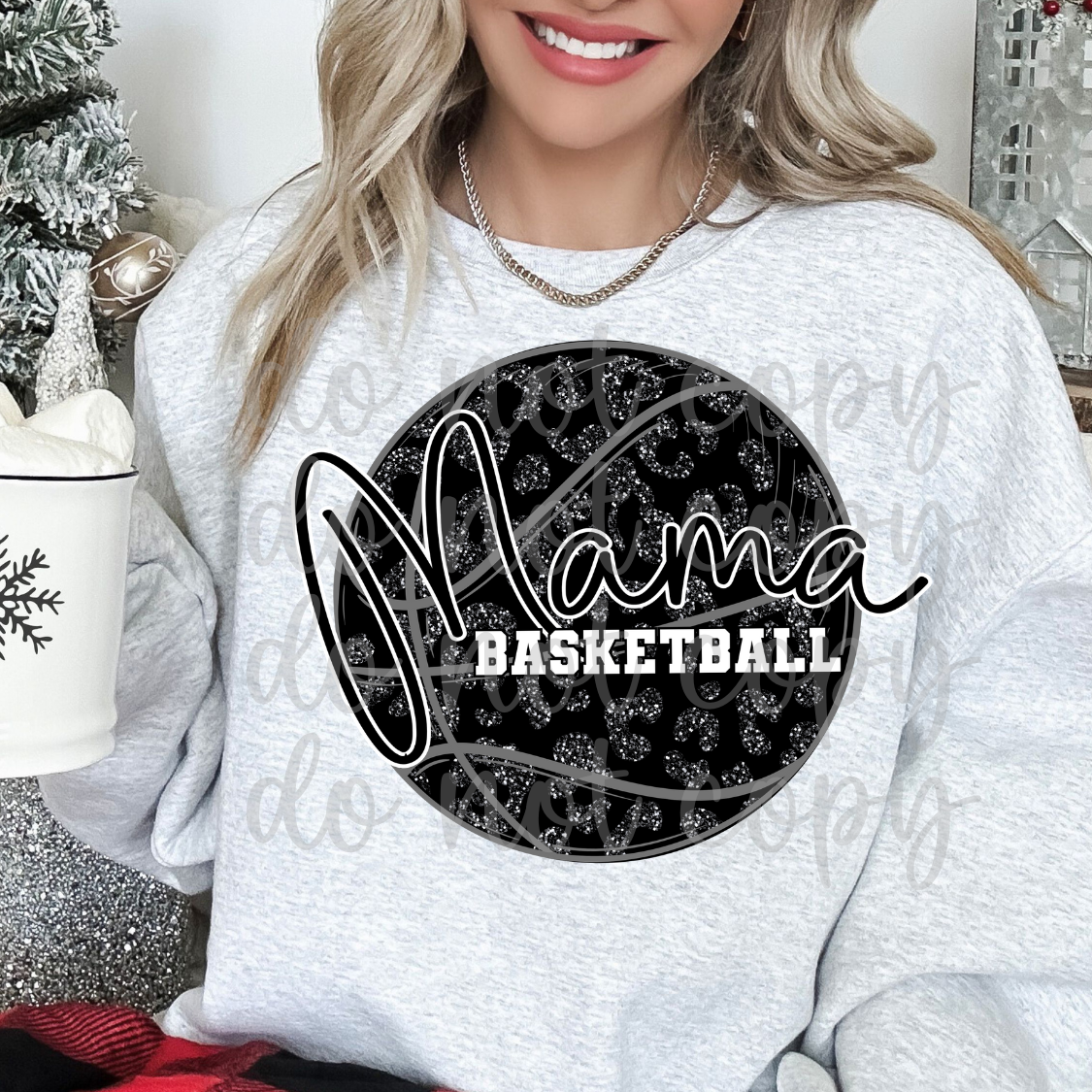 Mama black leopard faux basketball (Parker)  DTF Transfer