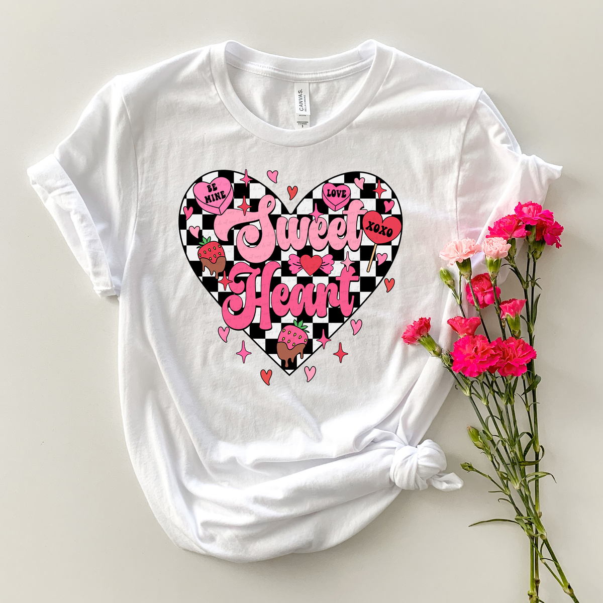 Sweet Heart Checkered Heart Background 81648 DTF Transfer